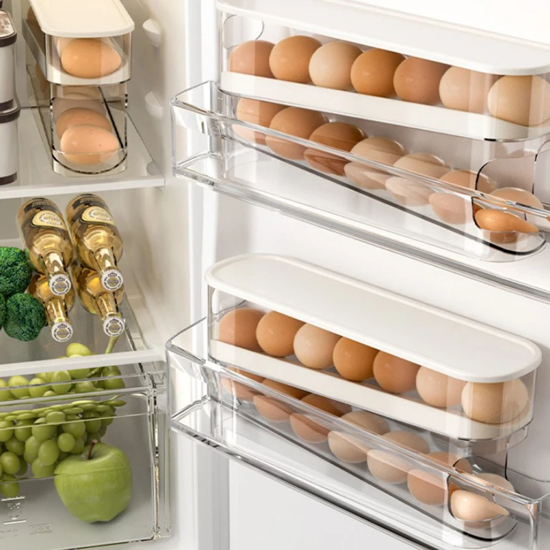 

Refrigerator Egg Storage Box Automatic Scrolling Egg Holder Household Large Capacity Kitchen Dedicated Roll Off Egg Storage Rack