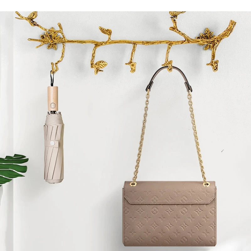 Branch Shape Brass Clothes Hook Bedroom Wardrobe Wall-mounted Bathroom Storage Towel Rack Home Decoration