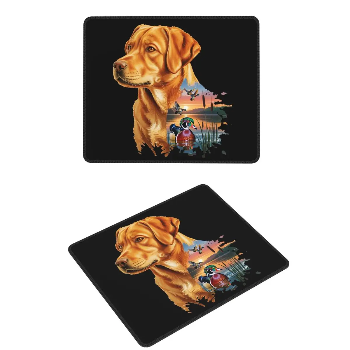 

Fox Red Labrador And Wood Duck Sunrise Mouse Pad Computer Keyboard Mouse Mat Gaming PC Desk Mat Office Table Mats