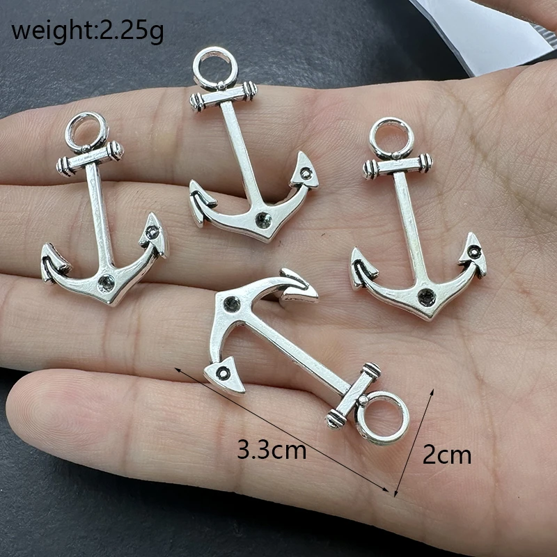 10pcs Handmade Metal Jewelry Boat Anchor Pendant DIY Charm Earrings Bracelets Necklace Supplies Discovered Accessories Wholesale