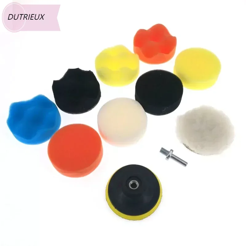 3inch Car Polishing Disc 11Pcs/Set Self-Adhesive Buffing Waxing Sponge Wool Wheel Polishing Pad For Car Polisher Drill Adapter