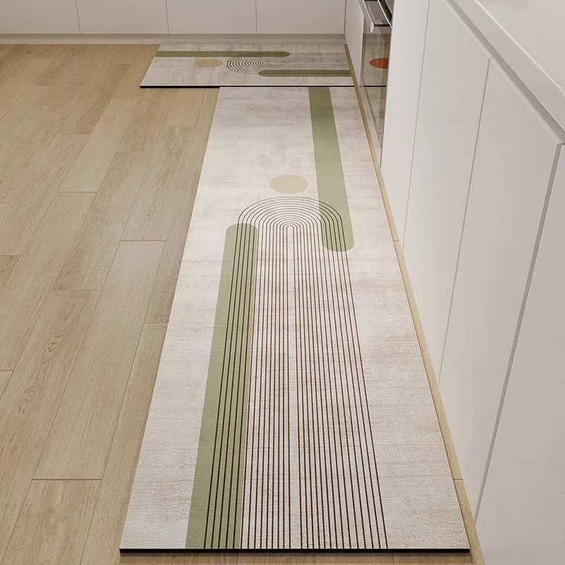 

Rug for Kitchen Waterproof Carpet Floor Mat Pvc Leather Non-slip Oil-proof Foot Mats Long Carpets Green Home Decoration Rugs