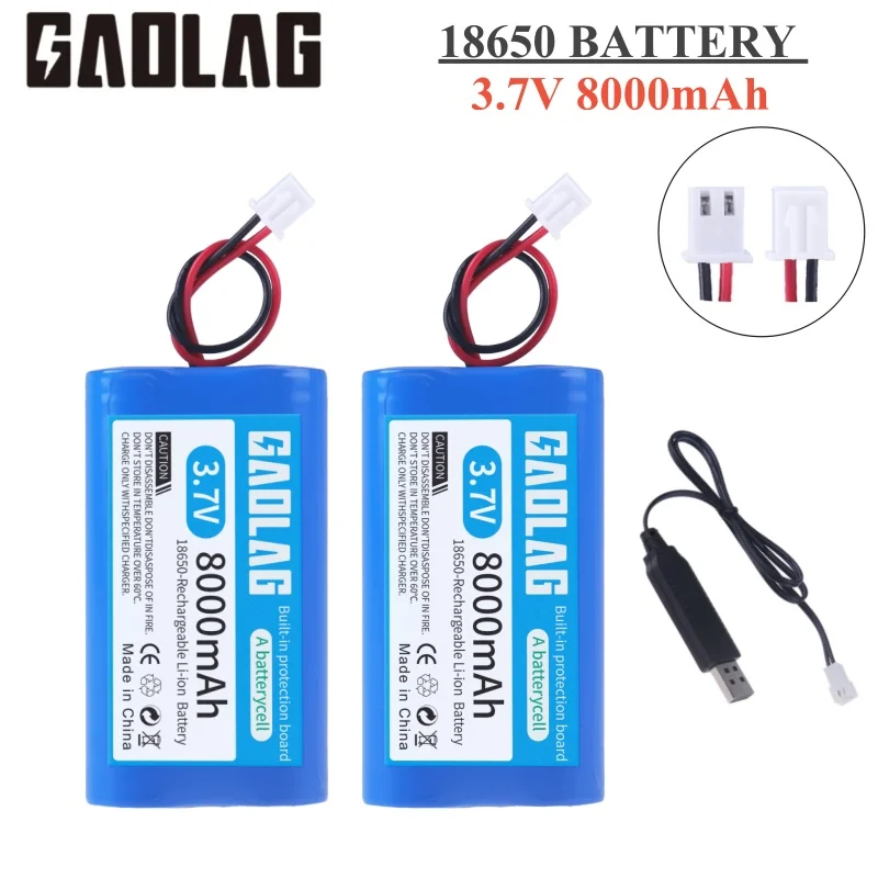 3.7 V 18650 8000 mah lithium Batterijen Oplaadbare batterij Voor Vissen LED Licht Bluetooth Speaker Outdoor Licht XH2.54-2P Plug - afbeelding 2