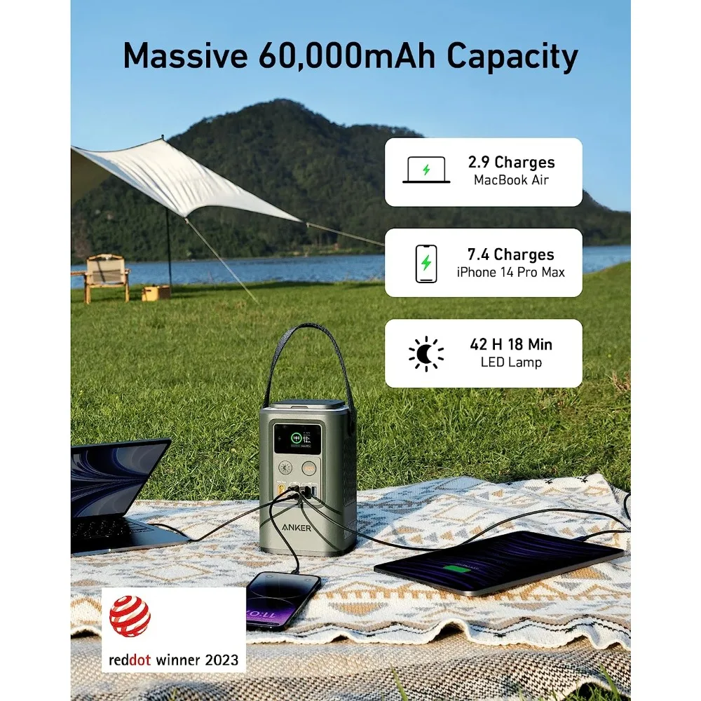 Power Bank Power Station 60,000mAh,Portable Outdoor Generator 87W with Smart Digital Disp