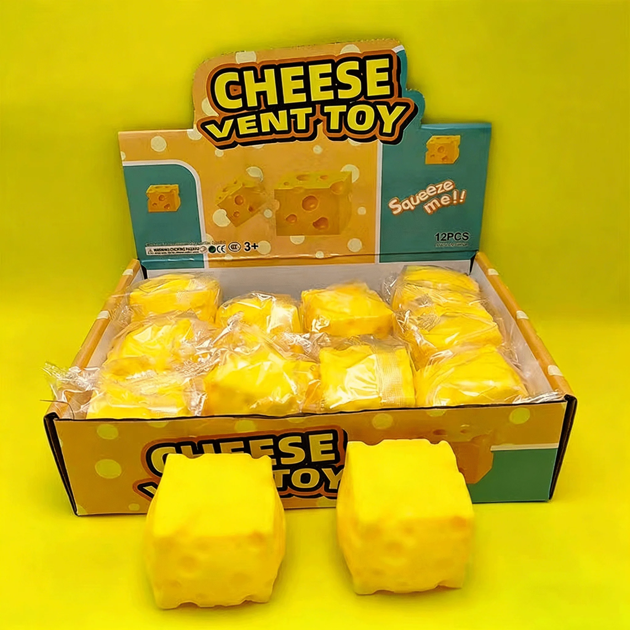 Portable Cheese Squeeze Toy Fidget Stress Relief Squishy Ball Slow Rebound for Desk Decor Decompression Toy for Kids Adults Gift image 4