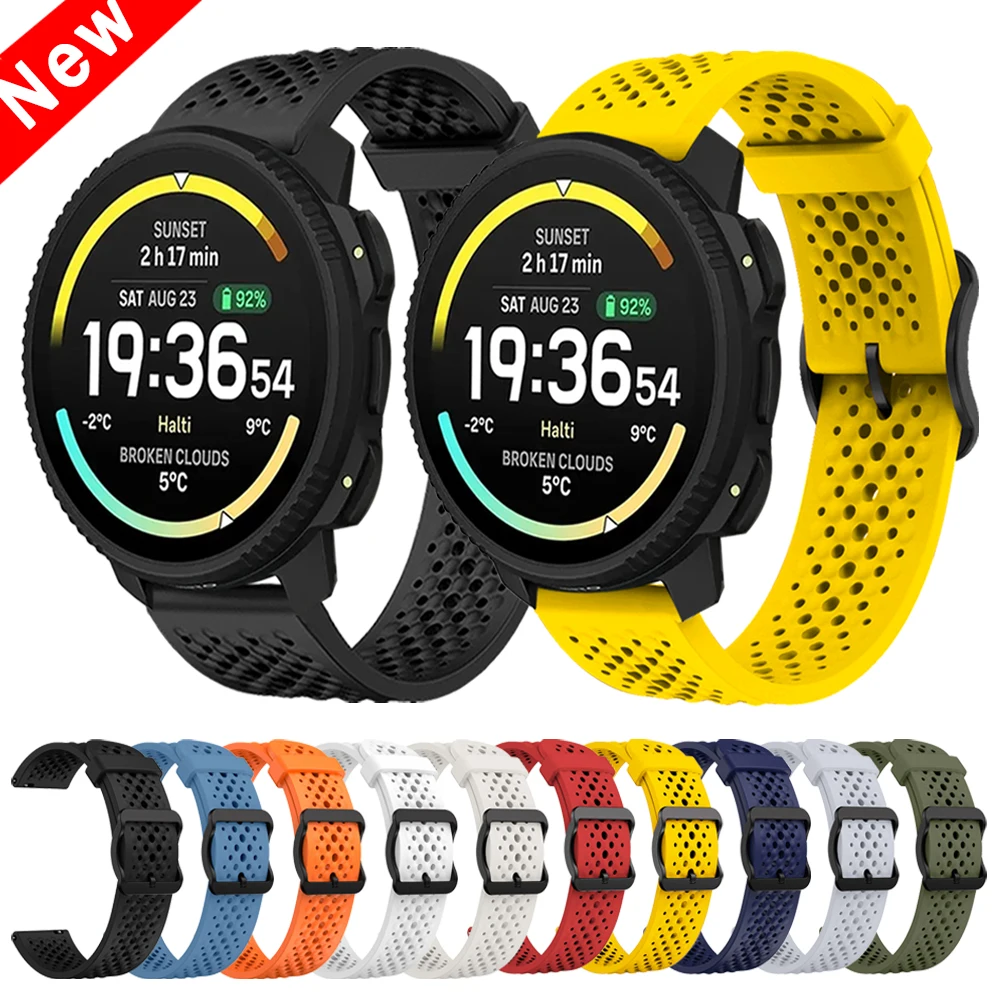 22 mm Silikon-Sportarmband für Suunto Vertical 2/RACE 2 S/Run/Ocean, atmungsaktives Band für Suunto 5 9 Peak Pro, Ersatzarmband