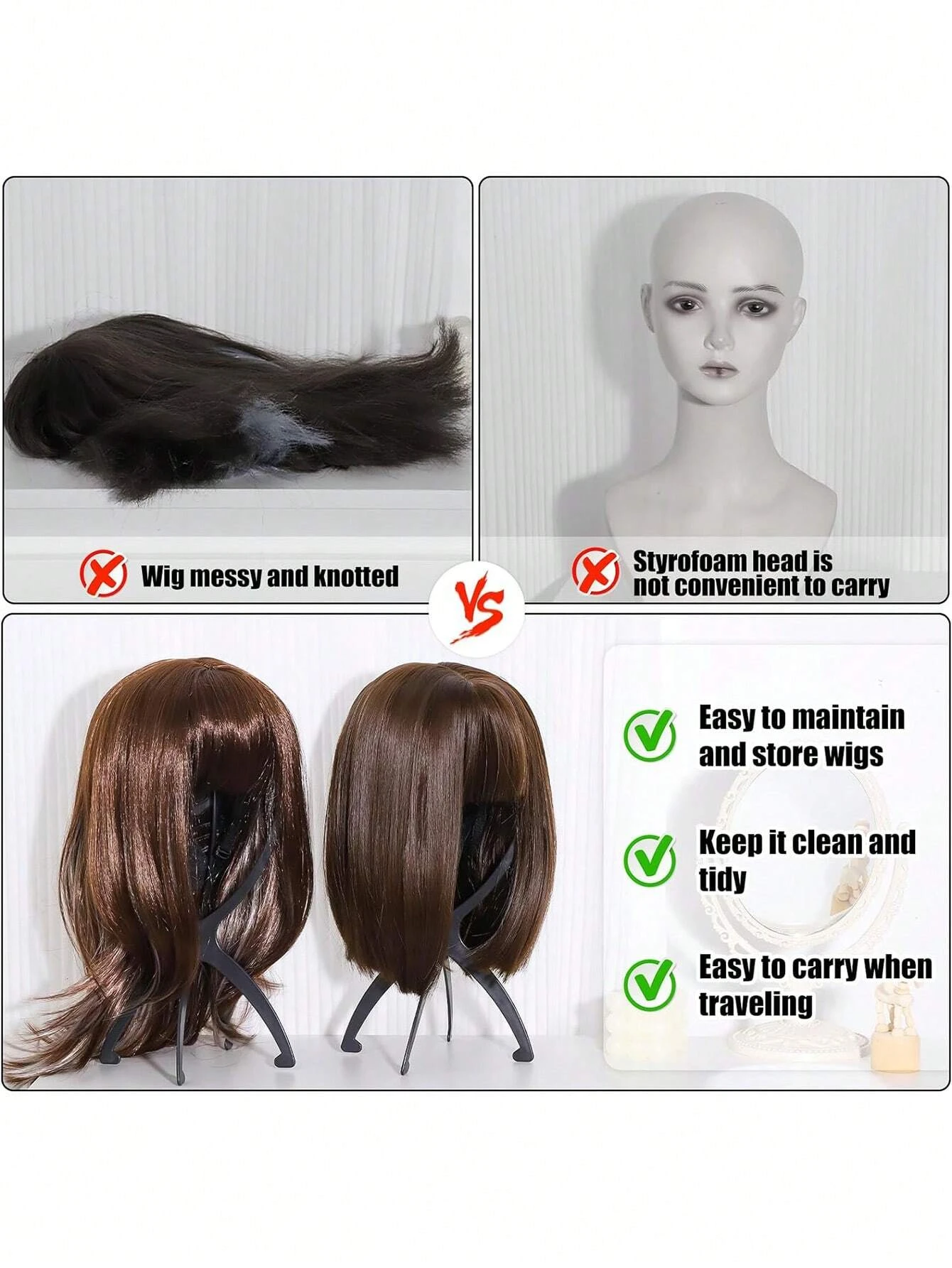 1/2/3pcs Folding Wig Stand Plastic Portable Hat Display Stand Adjustable Durable Barbershop Fashion Model Holder Home Salon Use image 3