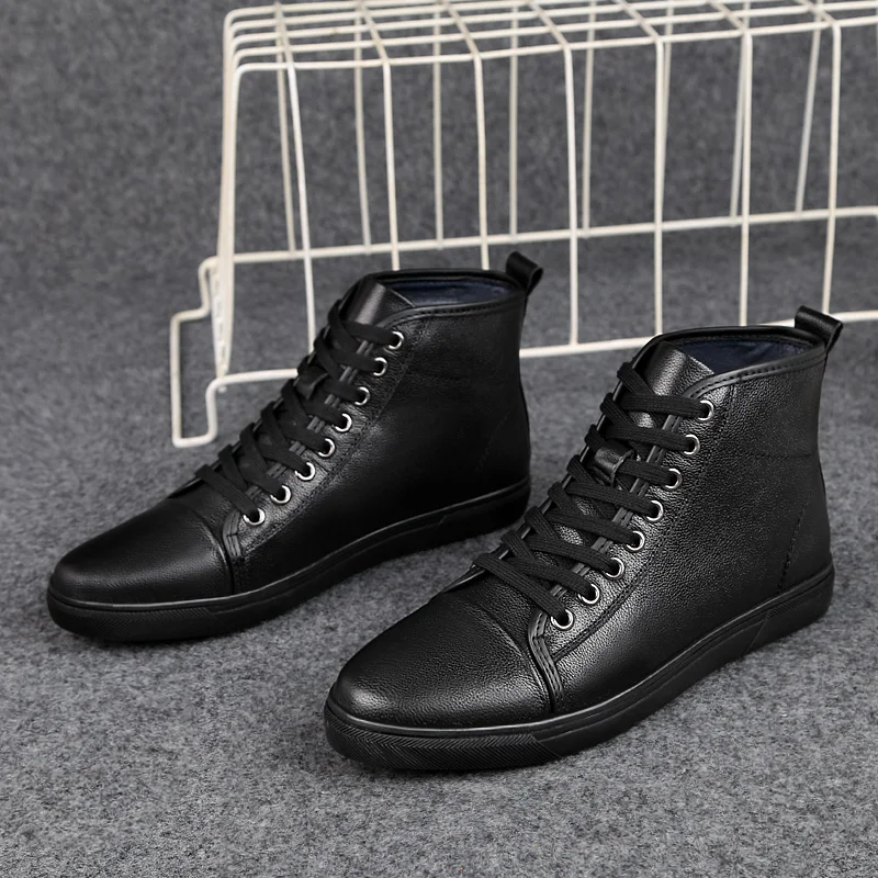 Herren-Schneestiefel aus echtem Leder, warme Winterstiefel für Outdoor-Aktivitäten wie Autofahren und Wandern_voghion.com