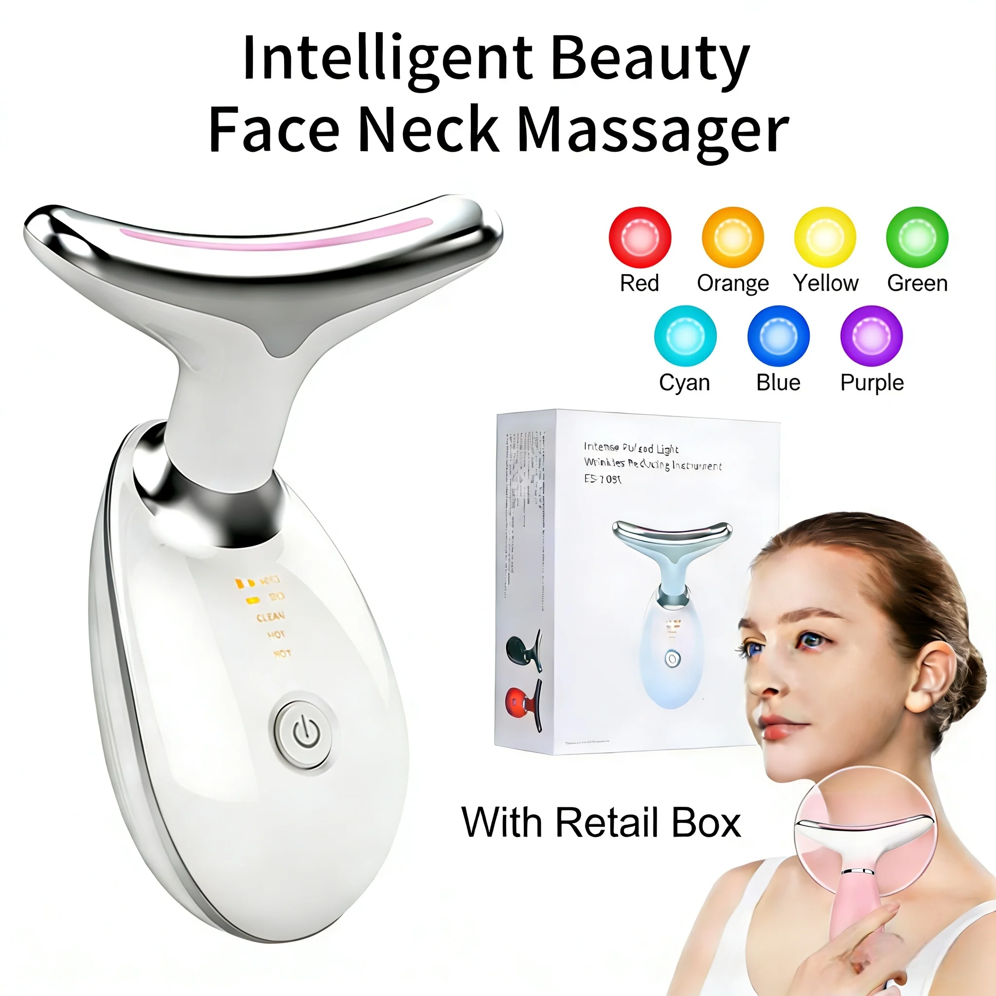 Neck Face Beauty Device Lifting  Photon Therapy Vibration Facial Massager Double Anti Wrinkles Device Tightening Neck Skin Care