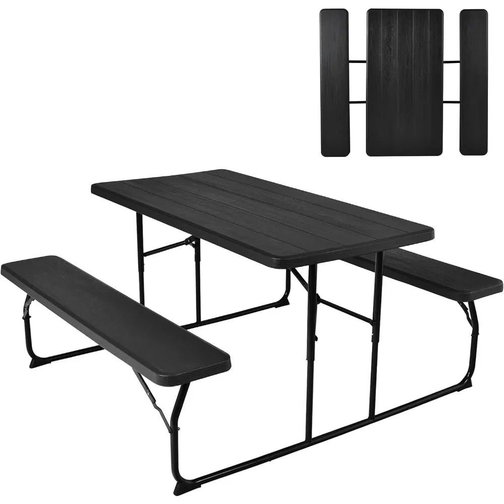 Outdoor large-sized picnic table set,each bench can support up to 550 pounds, 54 inches deep x 59 inches wide x 28.5 inches high