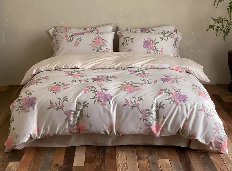 Romantic sweet pink purple flower bedding set 1.5 1.8 2.0,full queen king double home textile bed sheet pillow case quilt cover