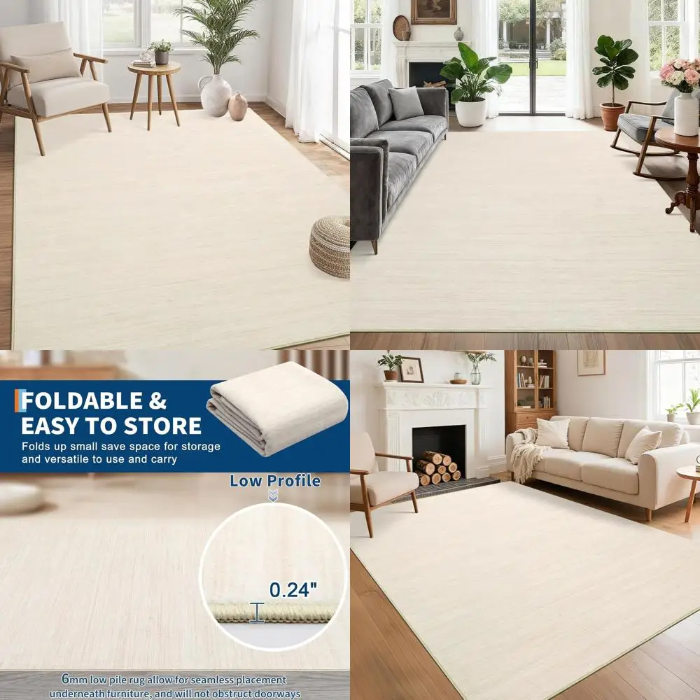 

Коврик цвета слоновой кости, минималистичный, 5x7 футов, нескользящий, с низким ворсом, устойчивый к пятнам, идеально подходит для спальни, кухни или детской комнаты