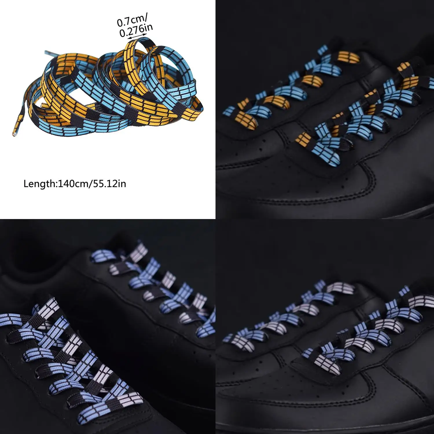 140cm 1pair Shoelace Fashion Lattice Sneaker Shoe Lace Colorful Printing Checkered Grid Shoelaces Women Men Shoelaces Lacing