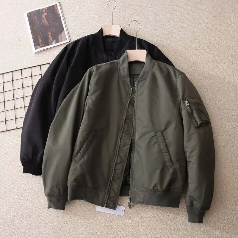 Bomber Jackets Girls Womens Autumn Multi-Functional Multi-Pockets Patches Spliced Split Slouchy Baggy Loose-Fitting Wide Commute - view 6