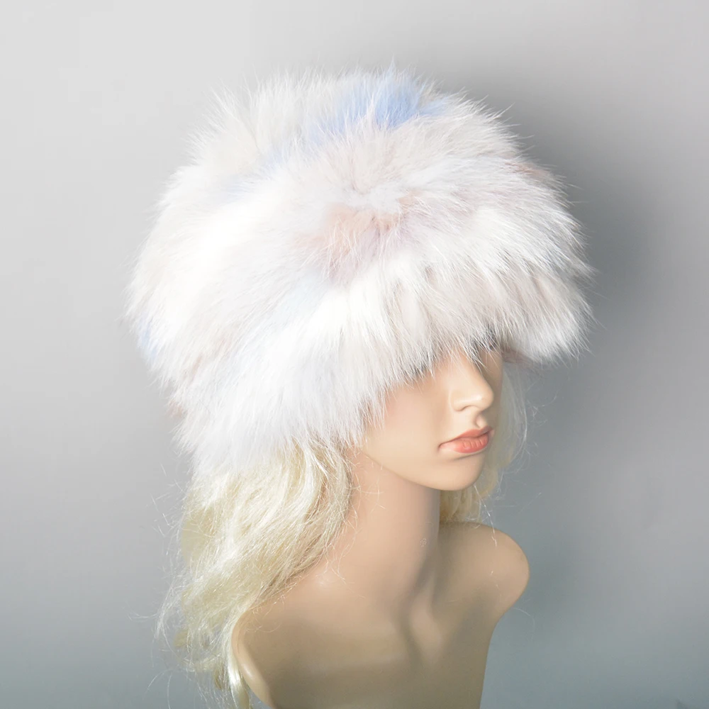 Fashion Real Fur Hats Winter Hats For Women Natural Fox Fur Beanies Real Fox Bomber Hat Fluffy Popular Russian Female Round Cap