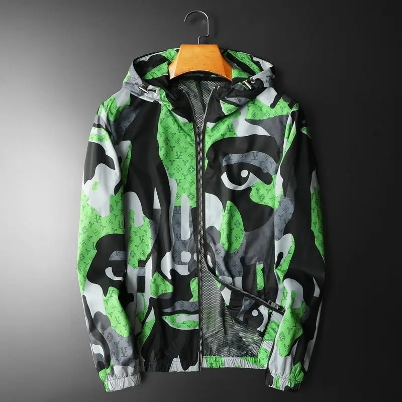 سترة رجالية جديدة للربيع والصيف النسخة الكورية بقصة ضيقة وغطاء للرأس ملابس واقية من الشمس سترة غير رسمية مطبوعة