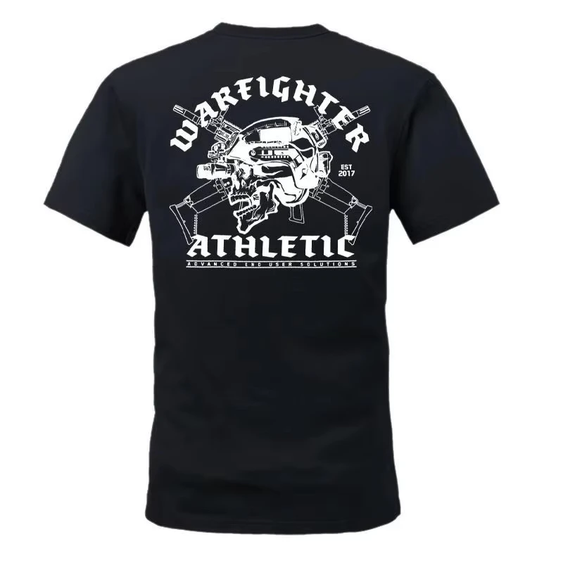 Summer New Collection: Men's Company Half-sleeved Loose Theme Tactical Pure Cotton Printed Top Round-neck Short-sleeved T-shirt