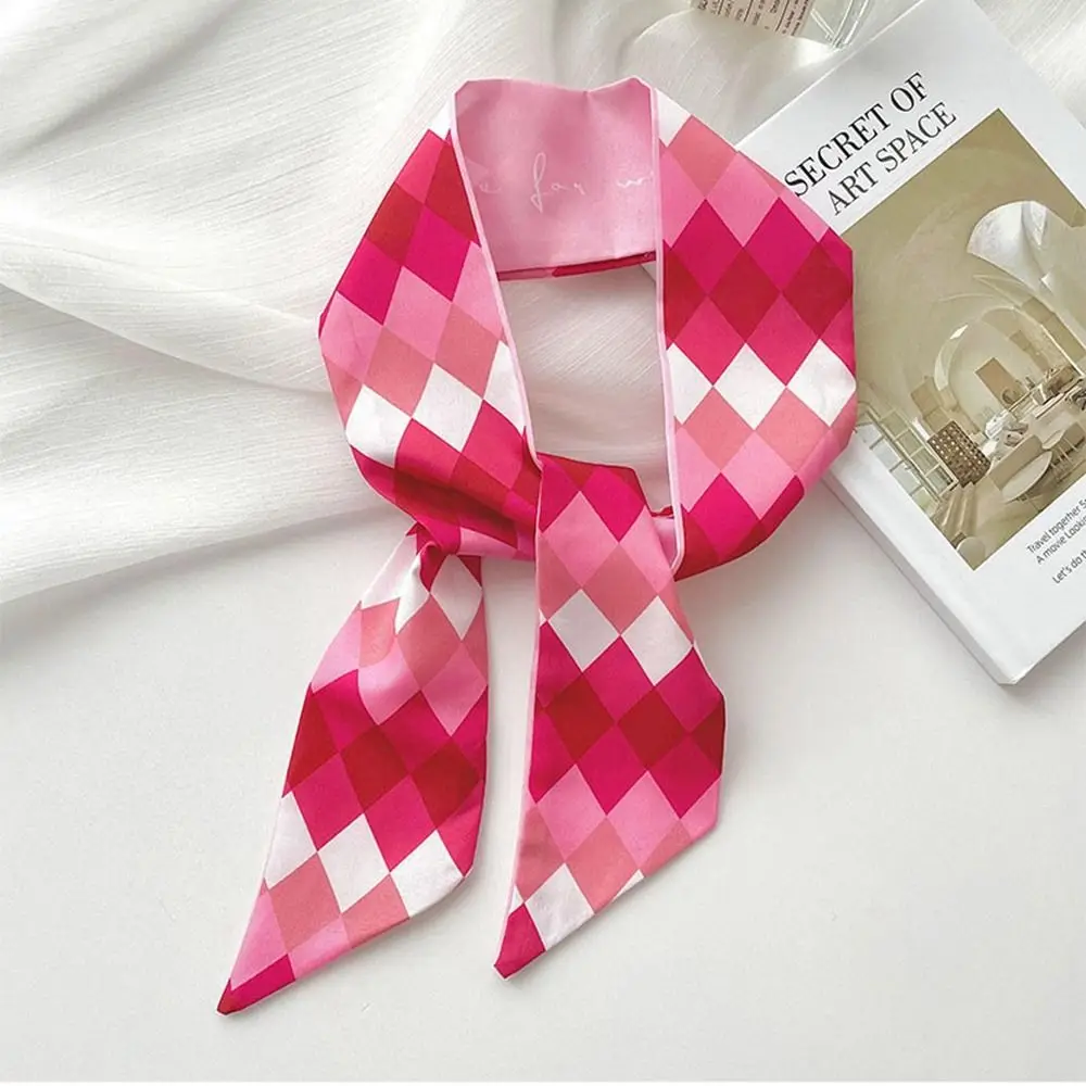 Simple Ribbon Headband Silk Scarf Flower Pink Long Scarf Scarf Accessories Collocation Clothing Accessories Printed Scarf Female
