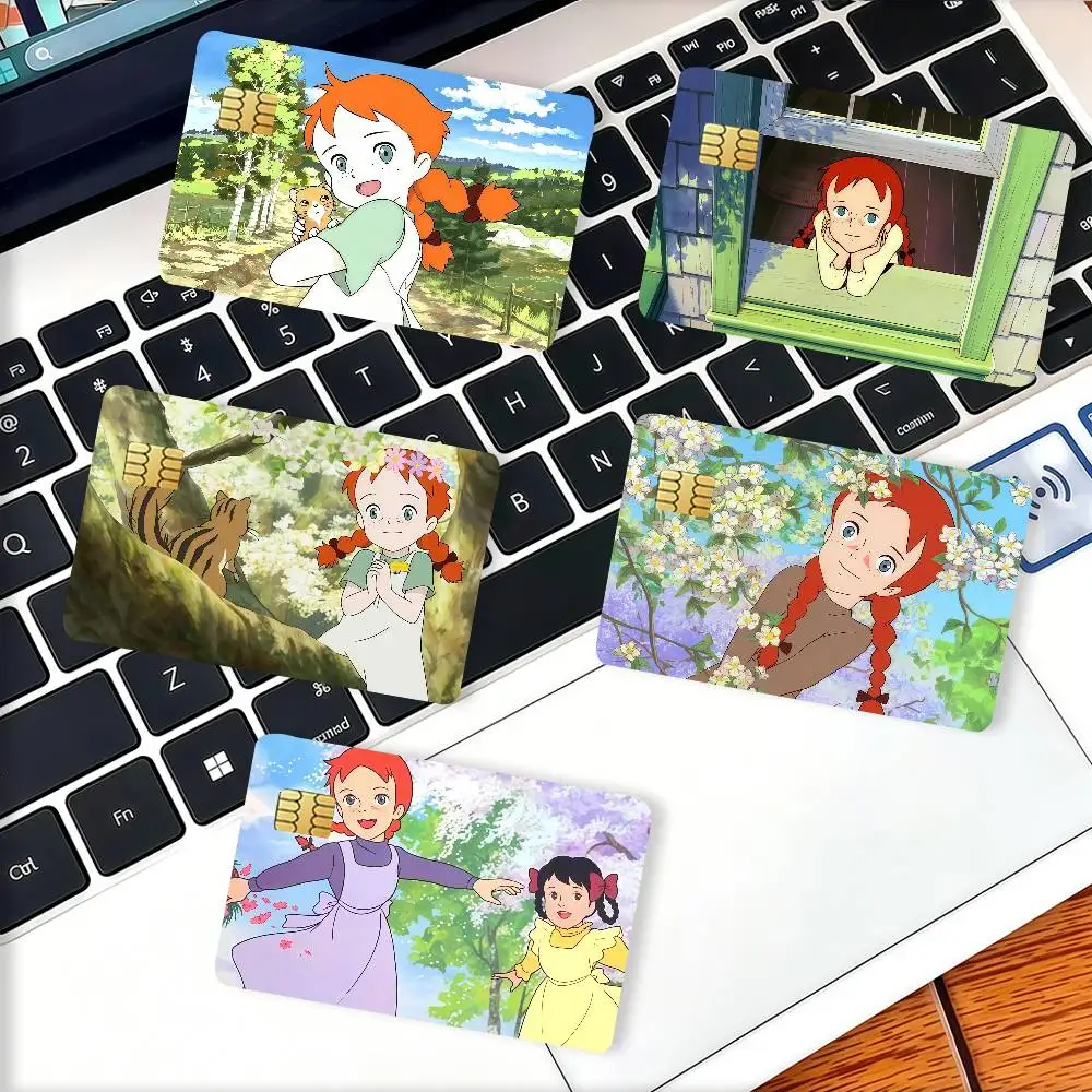 Cartoon A-Anne Of G-Green Gables Credit Card Decorative Card Stickers Suitable For Bank Cards Metro Transit Anti-scratch Gift 4P