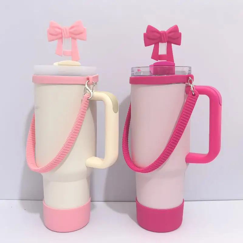 3PCS/SET Tumbler Cup Hand Strap Straw Lid Cover Bowknot Accessories Set For 10mm Straws Replacement