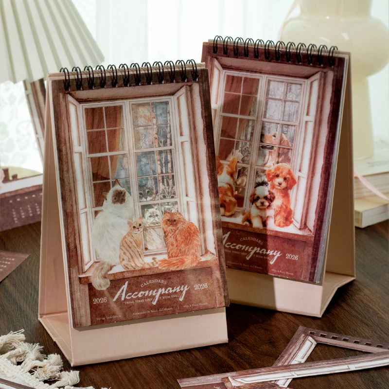 Journal GO Kreativer ausgehöhlter Tischkalender 2026, süßer Tischkalender, gerahmtes Design, Standkalender, Schreibwaren