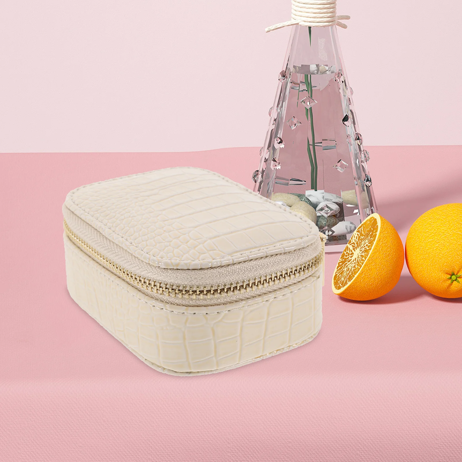 

Small Compact Travel Jewelry Organizer PU Material Zipper Design Jewelry Storage Case for Women Girls Portable Organizer