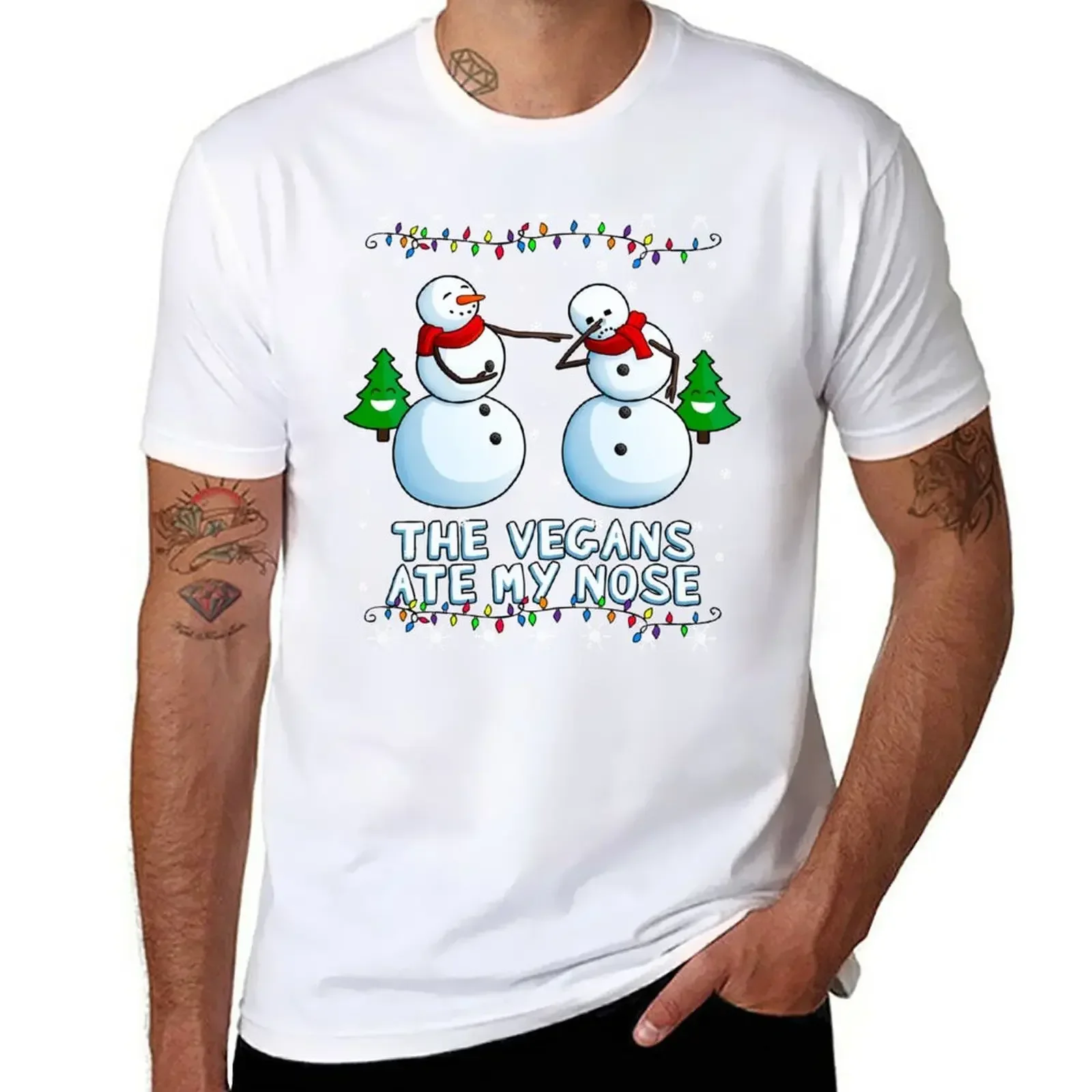 Vegans my Nose Snowmen T-Shirt oversizeds fruit of the loom mens t shirts heavyweight Round Collar Outfits funny Summer fashion