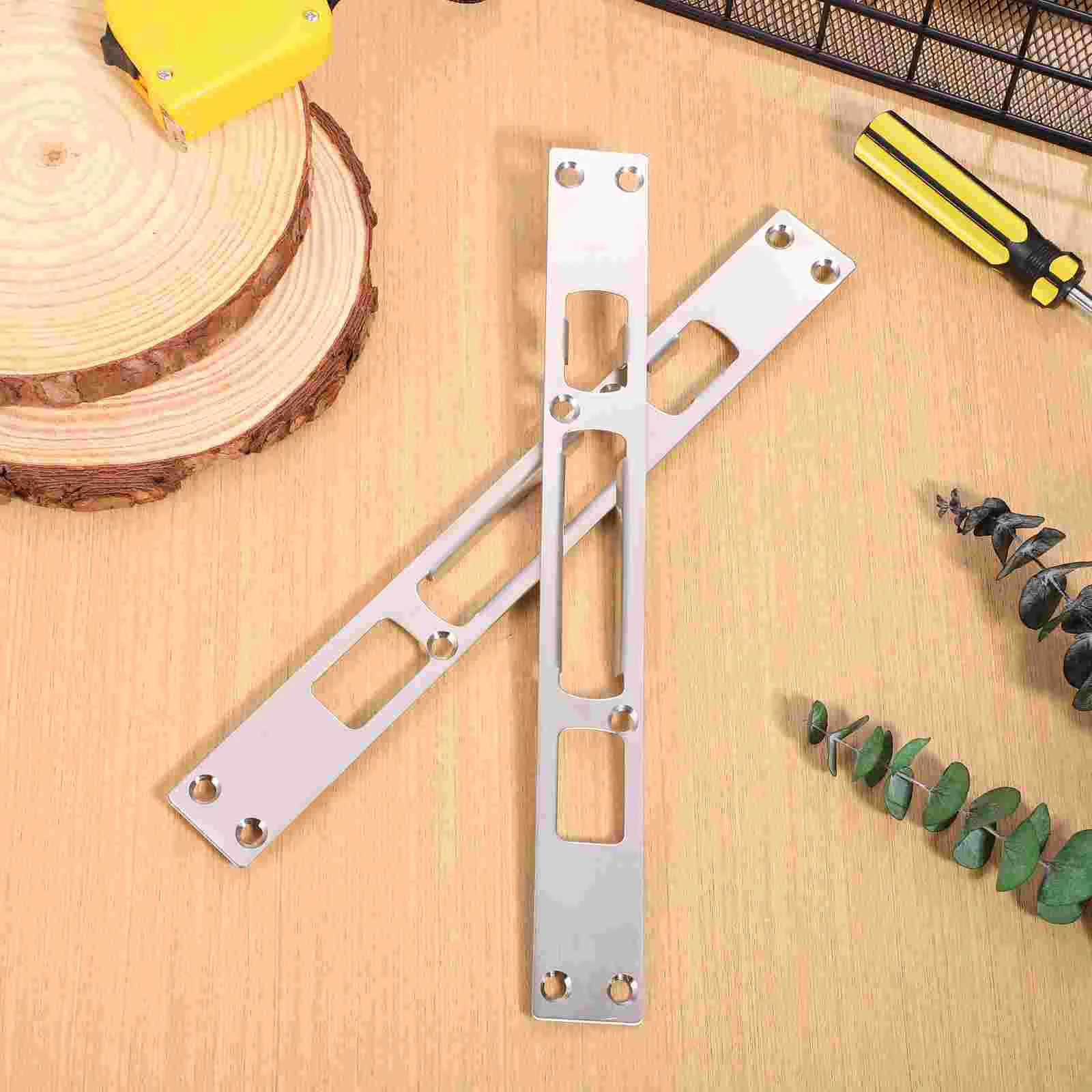 2 Pcs 1 2mm Stainless Steel Door Frame Buckle Covers Reinforcement Plates Deadbolt Installation Kit Strike Plate Home Security