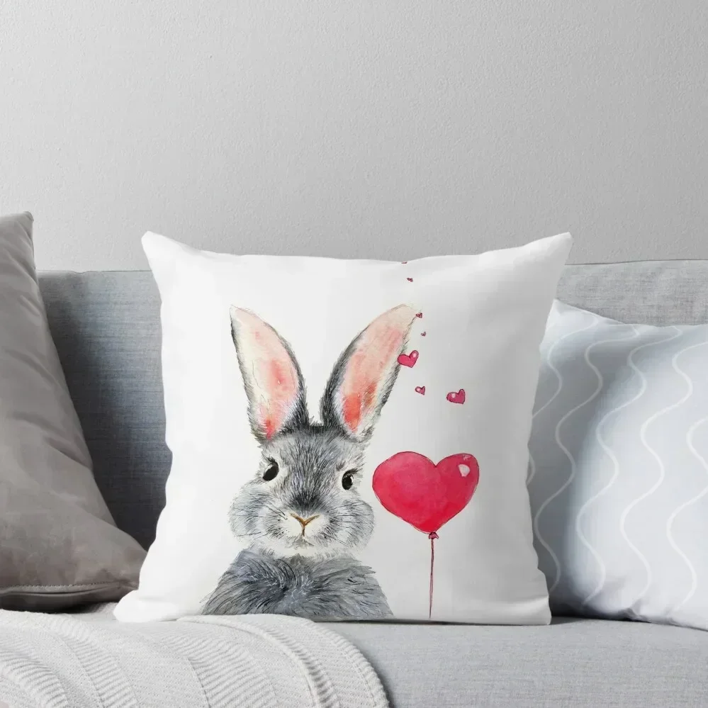 

Watercolor bunny with heart Throw Pillow Decorative pillow case Sofa Pillow Cover bed pillows Sofas Covers