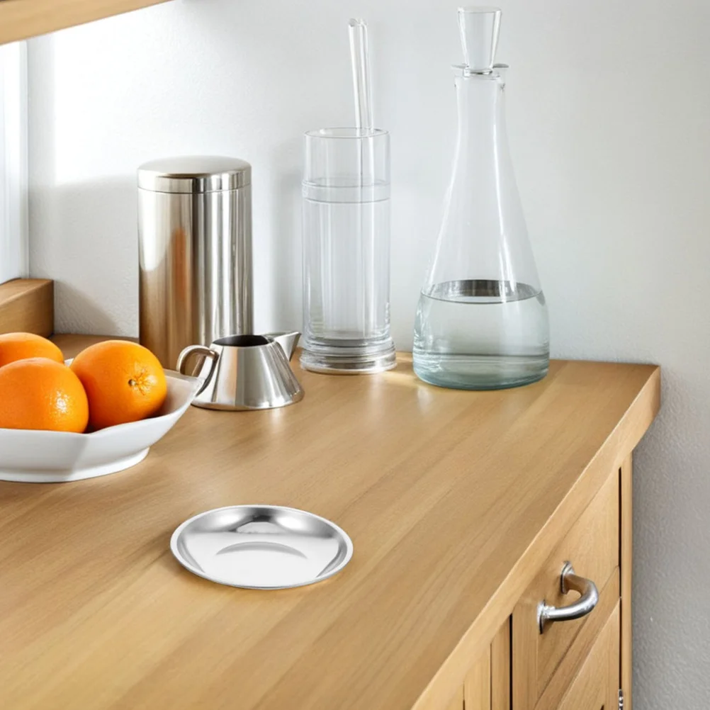 

6 Pcs Stainless Steel Tea Set Accessories Round Bag Plate Holder Tray Metal Dish 201 Holders Teabag