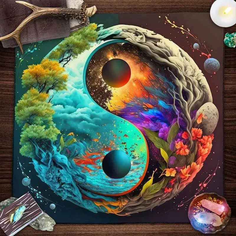 VIKAMA Yin-yang Natural Universe Forest Starry Sky Spiritual Tarot Altar Buvika Witchcraft Home Decoration Divination Pad