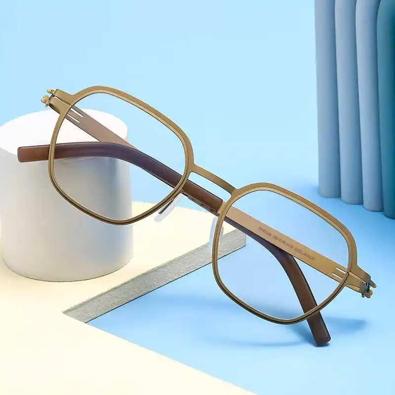 

Fashion Polygon Anti Blue Light Stainless Prescription Eyewear Steel Design Handmade for Mens Myopia Women Myopia Glasses Frames
