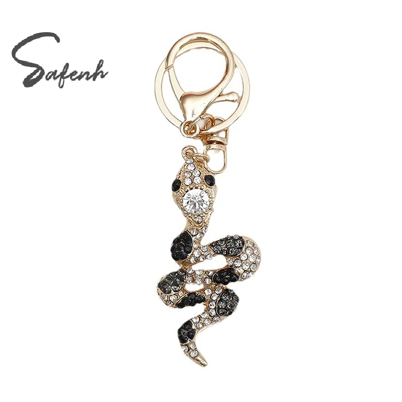 Creative Alloy Diamond Studded Water Diamond Zodiac Snake Alloy Keychain Car Bag Pendant Gift Key Hangings Ornaments