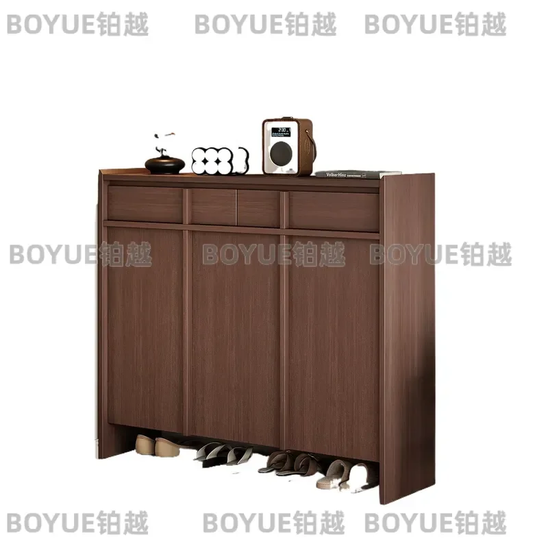 for Bone line Shoe Cabinet 2026 New Solid Wood Indoor Entrance Corridor Integrated Wall Storage Cabinet for Home Entryway
