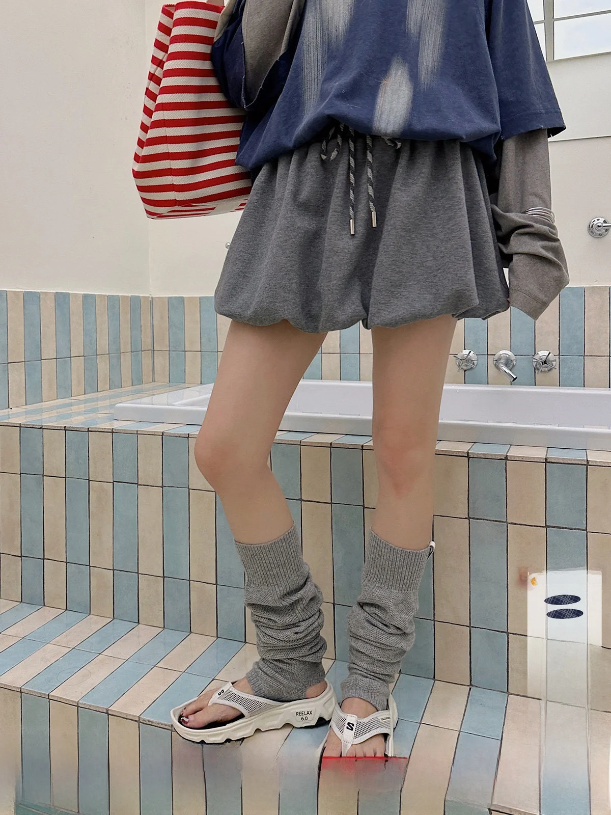 

Женская модная пышная юбка REREK с широким поясом на шнурке, вязаная, из смесового хлопка, повседневная, весна 2025