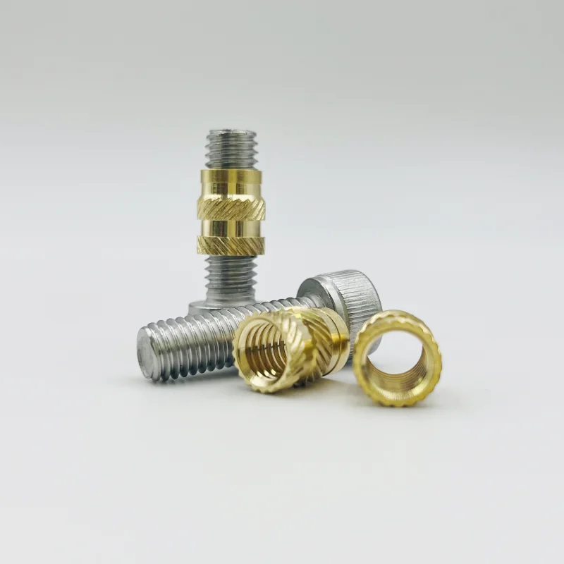 1/4 Größe Zoll Messing Gewinde einsatz mutter Gewinde Heiz mutter gerändelt Hot Melt Moulding Spritzguss eingebettete Einst eck mutter für Kunststoff – Detail 4