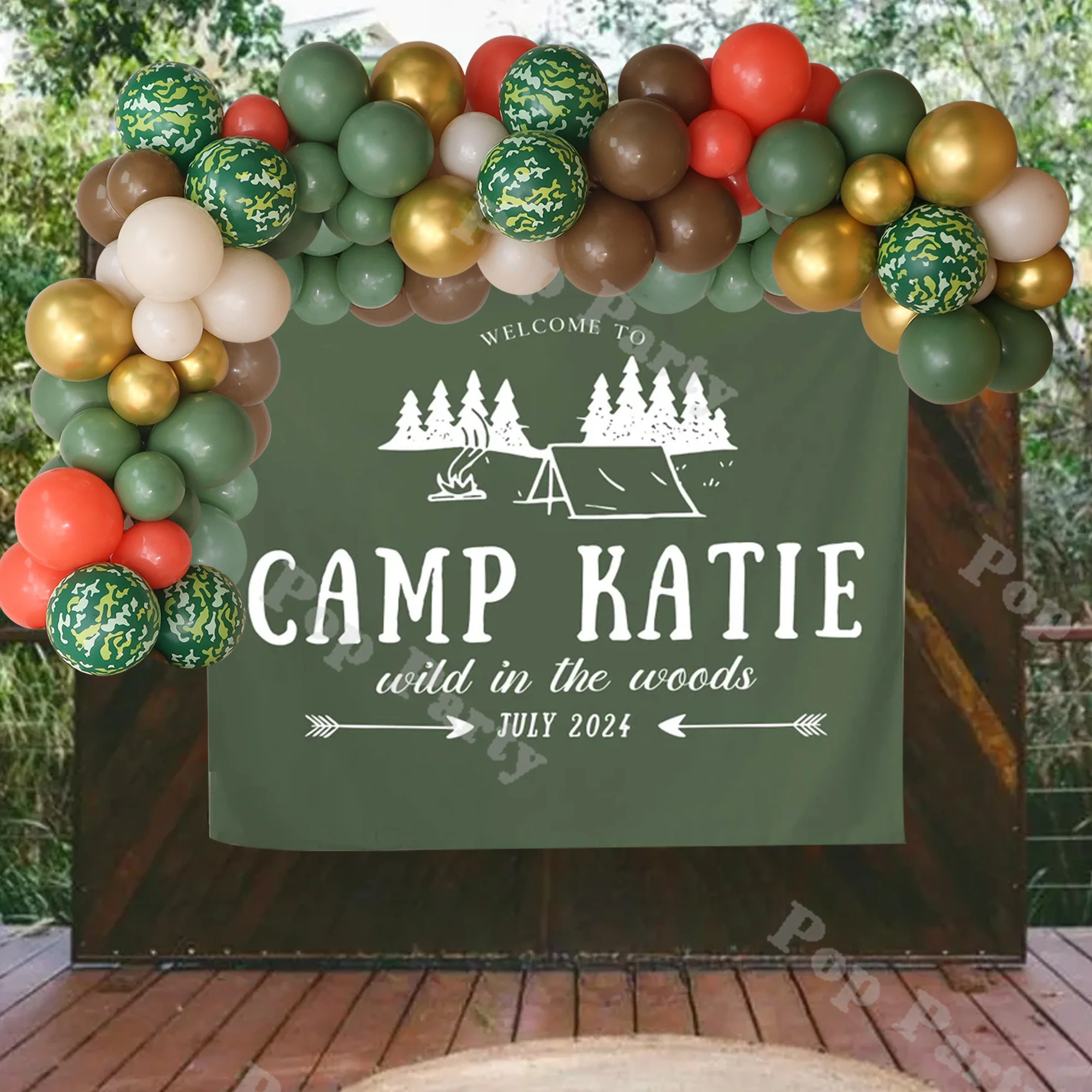 115 adet askeri tema parti dekorasyon balonları tozlu yeşil ve karamel lateks balon kemer takım kamuflaj balon dekorasyon