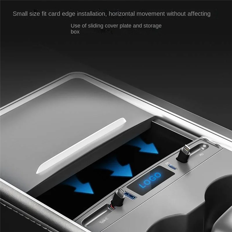 

B30C-Suitable For Tesla Model3/Y With Telescopic Cable Central Control Docking Station HUB Car QC3.0 Fast Charging Durable Black