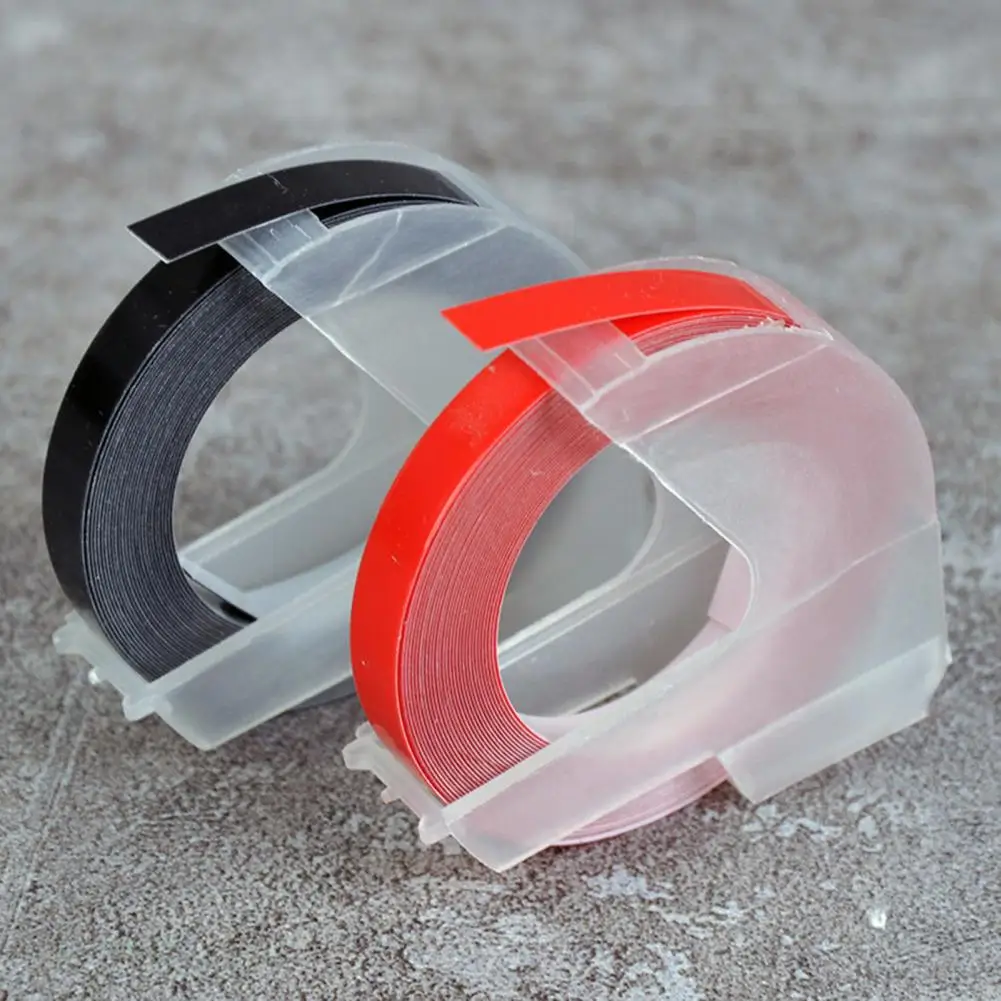 Cintas de etiquetas 3D en relieve para Dymo, suministros de oficina, impermeables, para organizar archivos, PET, 1 rollo