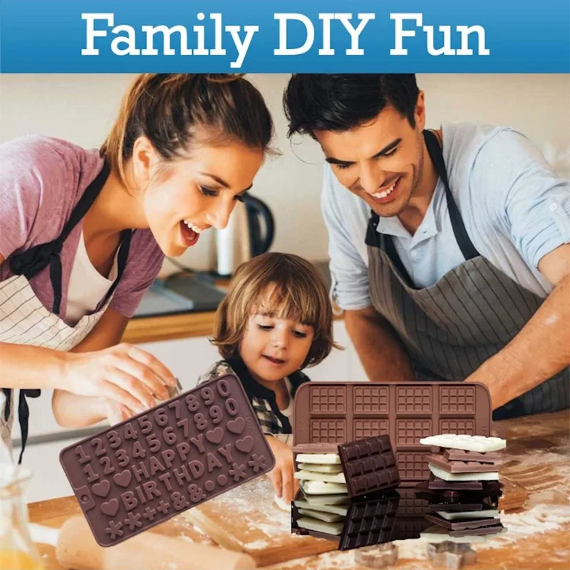Number and Letter Silicone Chocolate Molds, Kitchen Utensils, Cake Cookies, Ice Cubes, Resin Candy Making Products For Birthday