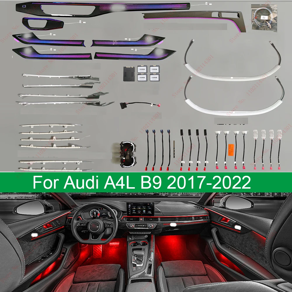 

Car Atmosphere Interior Light For Audi A4L A4 A5 B9 2016 -2022 32 lights Interior Ambient Light Door Carbon Fiber Replacement