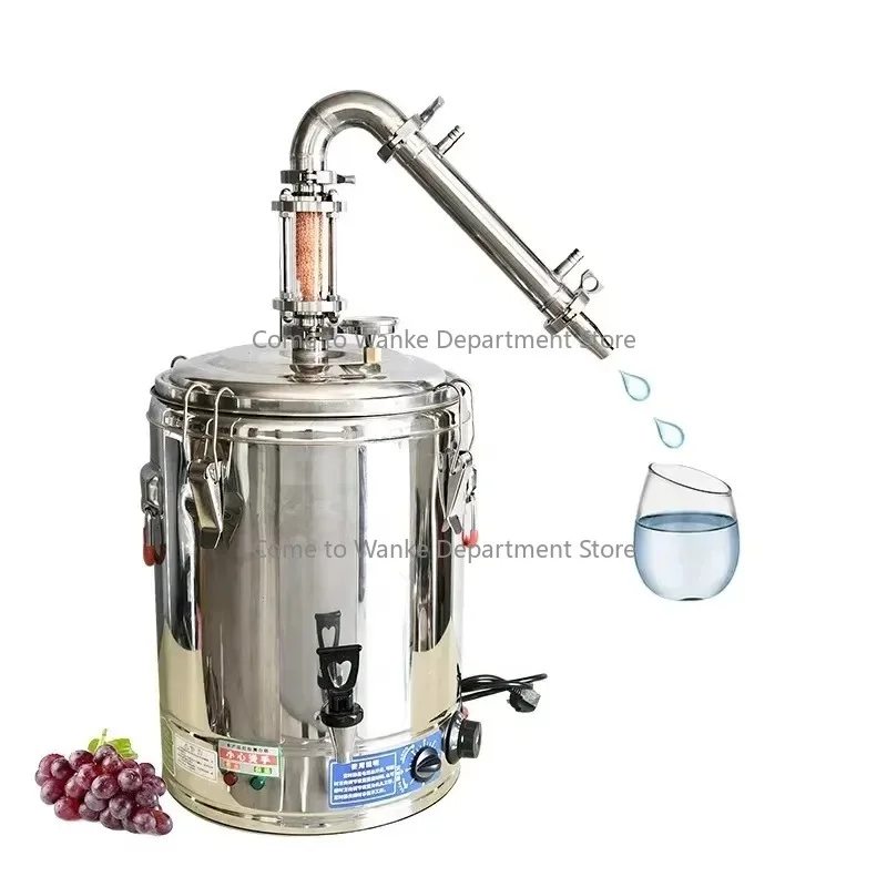 

50L Electric stainless steel distiller with crystal tower Rose Hydrosol extractor built in copper mesh Whiskey toaster