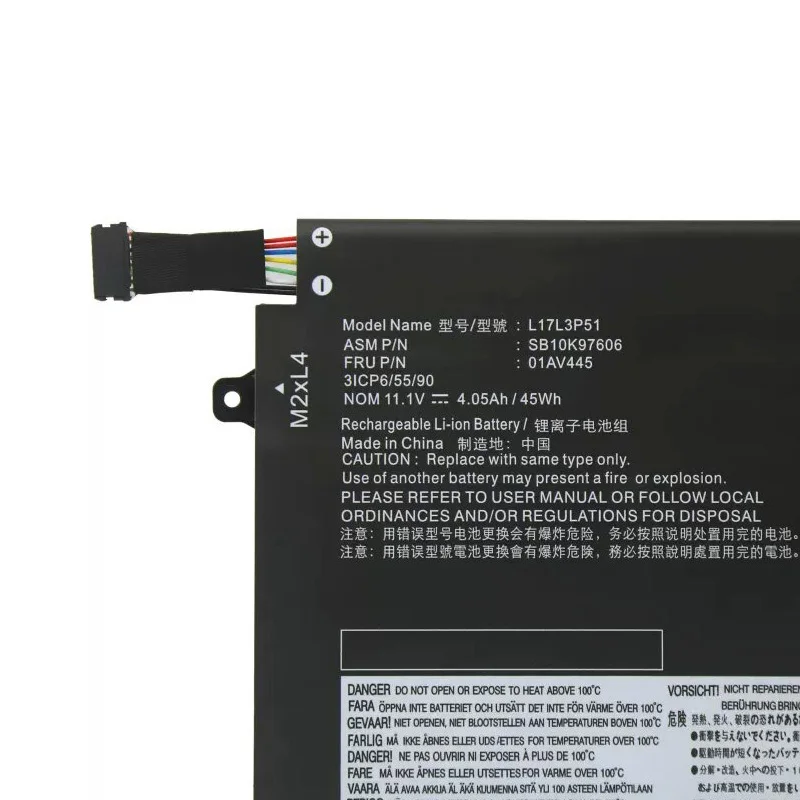 Original L17L3P51 Laptop Battery For Lenovo ThinkPad E15 E480 E490 E495 E580 E585 E590 E595 Series 01AV445 L17M3P52 SB10K79606