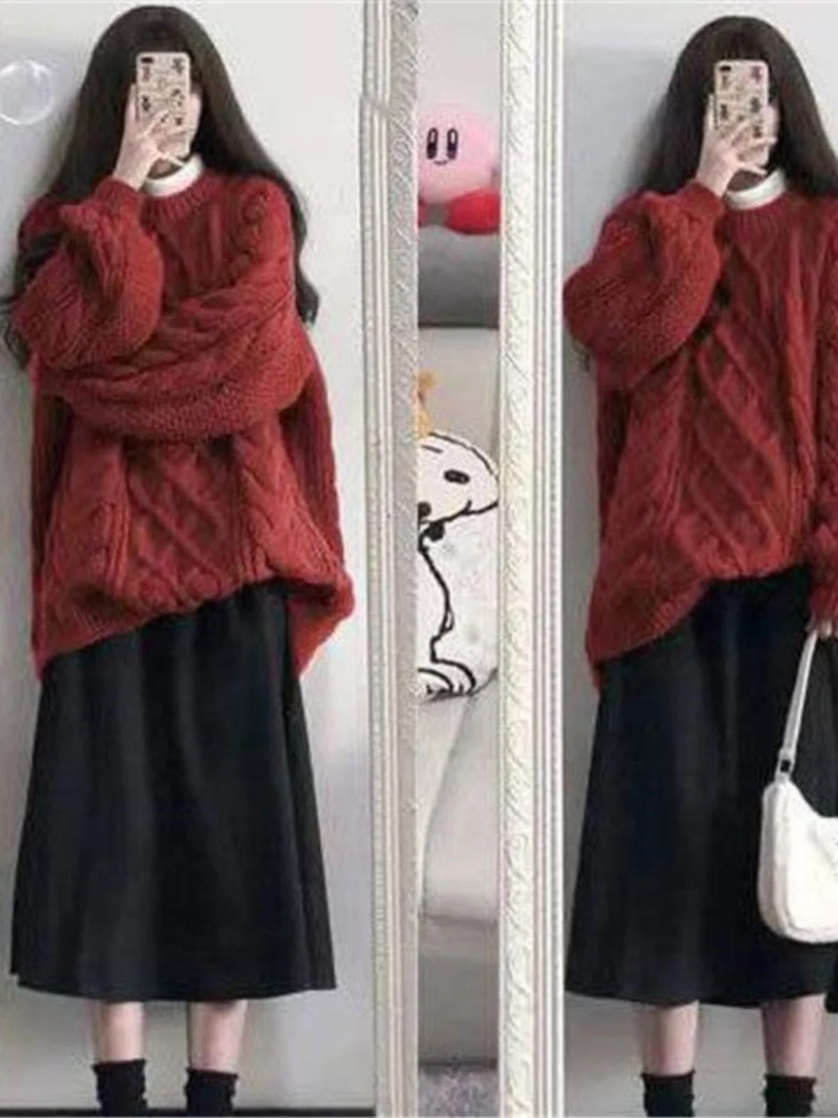 

Женский свитер и юбка больших размеров, комплект Lazy Sle, осень-зима, высокая мода, длинный полиэстер для больших девочек, круглый цвет Ne Two Piec...