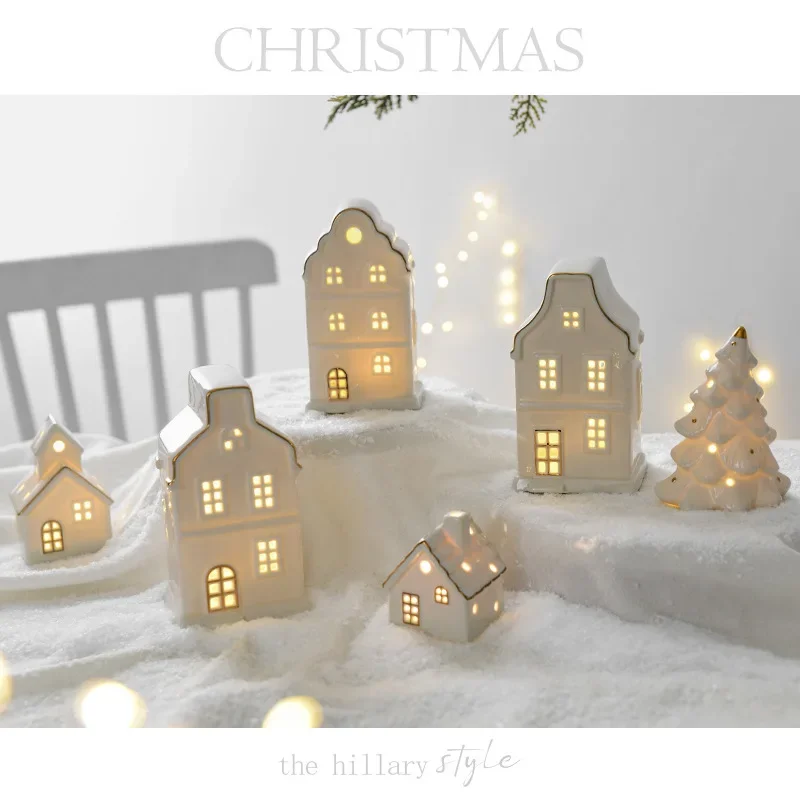 Christmas Decorations Ceramic European Bungalow Snow House