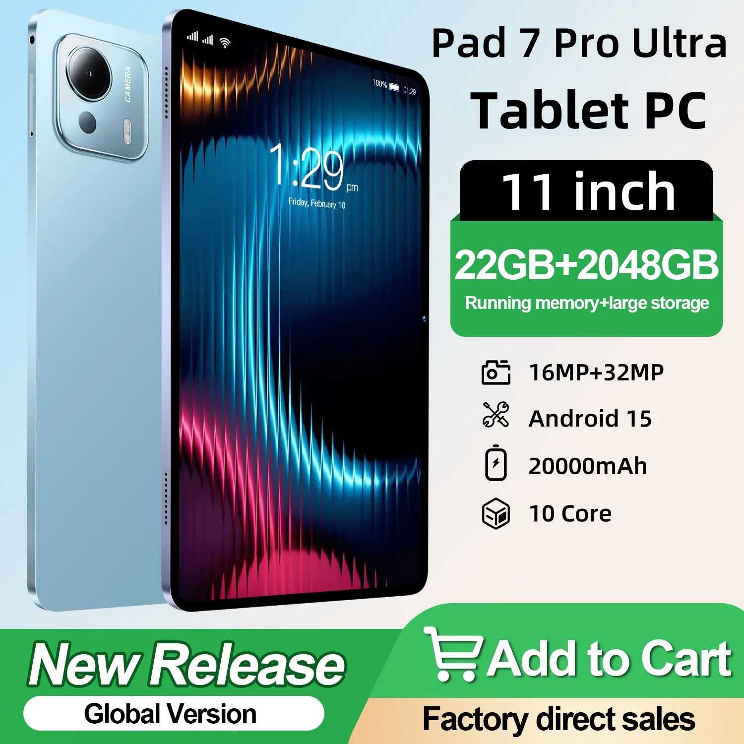 

2025 НОВЫЙ планшет Pad 7 Pro Ultra, 11 дюймов, новейший глобальный первый Android 15 Snapdragon 8Gen3, 22 ГБ + 2048 ГБ HD-экран, Wi-Fi, GPS, 5G