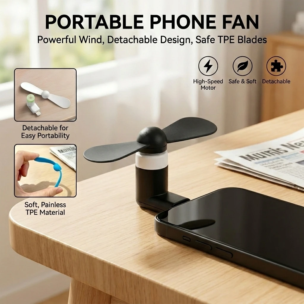 Mini Portable Micro Fan 5V 1W Type‑C Hand Cooling Fan Mobile Phone Cooler USB Gadget Universal Cooling Accessories For Samsung