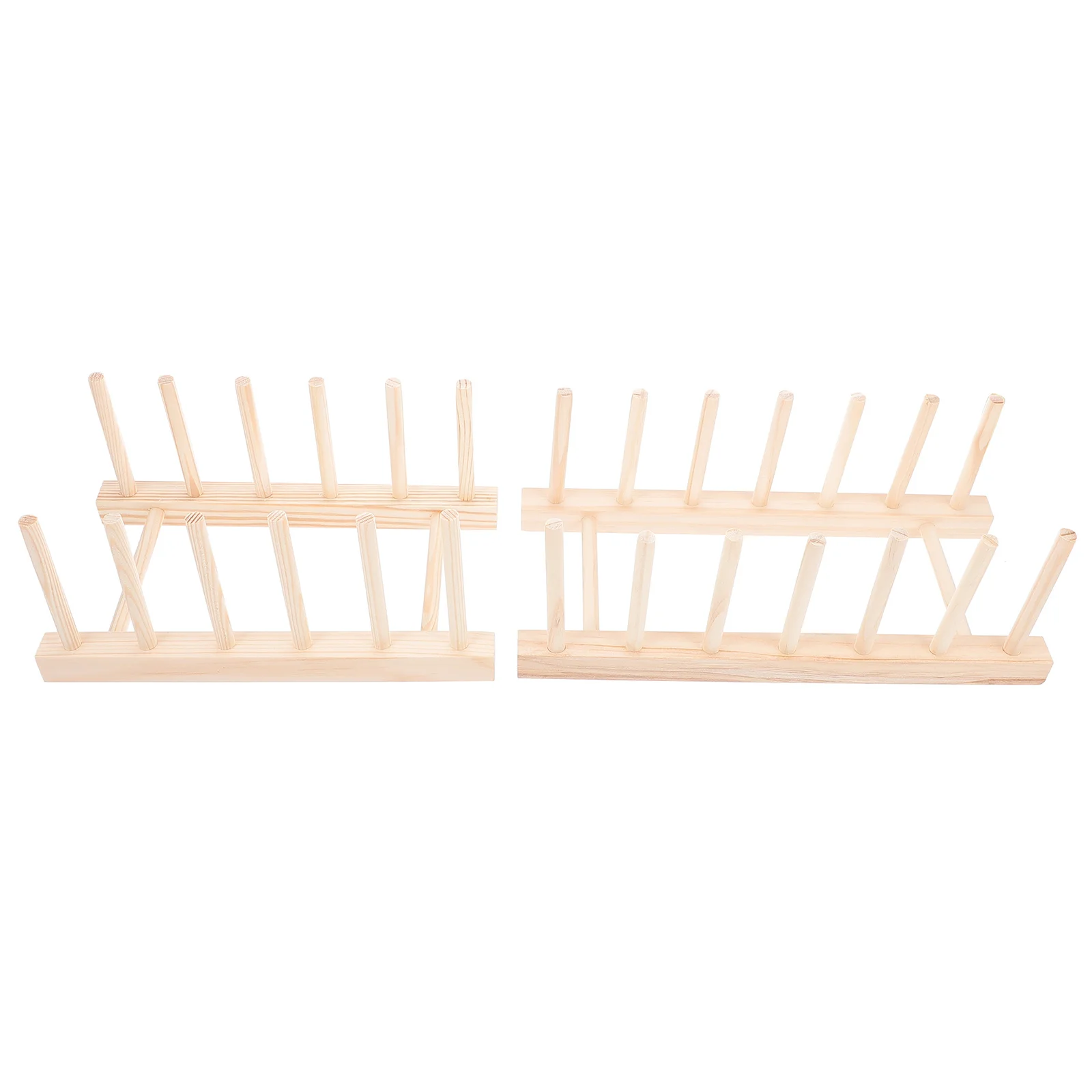 

2Pcs Dish Rack Utensil Holder Natural Wood Plate Rack Pot Lid Organizer Detachable Easy Wash Kitchen Storage Holder