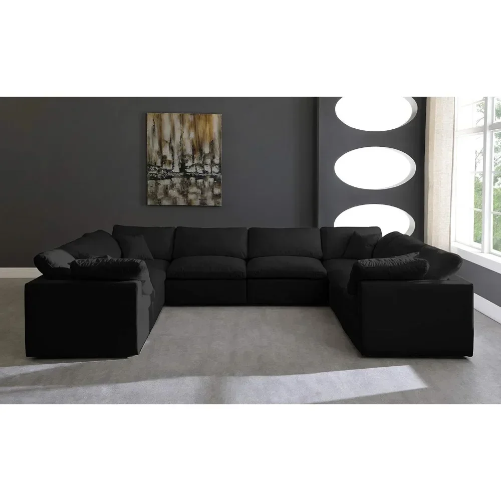 Living room Sofa,8-Seater Furniture Black Upholstered Modular U-Shaped Modular Sectional Sofa Sectional Suitable for living room