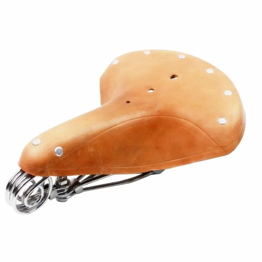 

1980s Vintage Bicycle Saddle Mountain Bike Retro Rivet Saddle Genuine Leather Cowhide Comfortable Cycling Seat